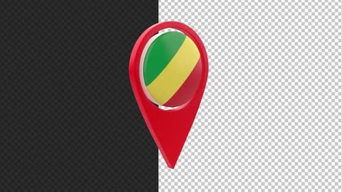 Congo Republic Flag 3D Map Pin Animation