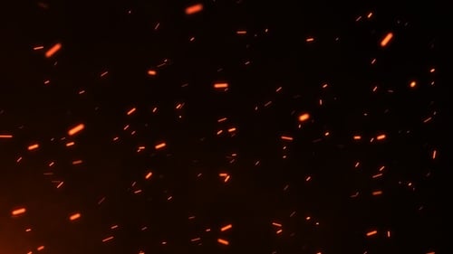 Animated Glowing Fire Particles on Black Background