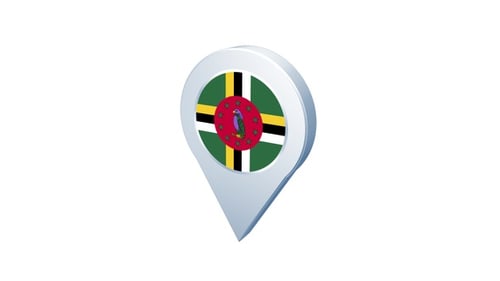 3D Rotating Map Pin with Dominica Flag