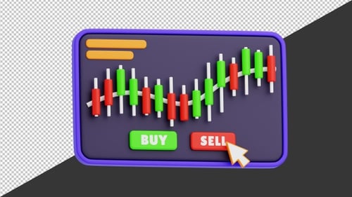 3D Animation of Candle Stick Chart | Alpha Channel