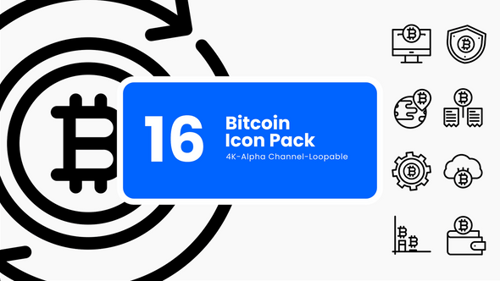 Animated Bitcoin Cryptocurrency Line Icons Pack