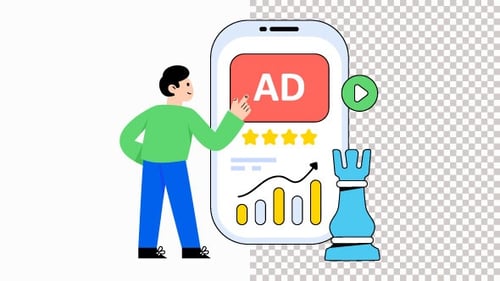 Mobile Marketing Analytics Flat Design Illustration