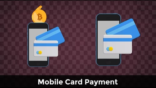 3D Mobile Banking with Credit Cards and Bitcoin Animation