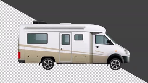 Animated RV Camper Van Illustration with Transparent Background