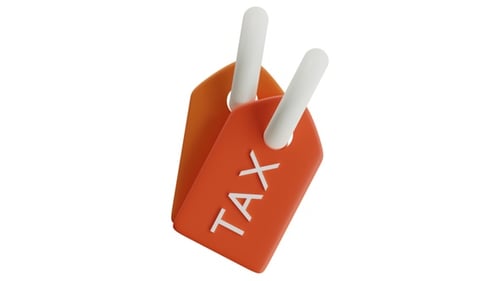 3D Render of Orange Tax Price Tags Isolated on White Background for Financial Concept