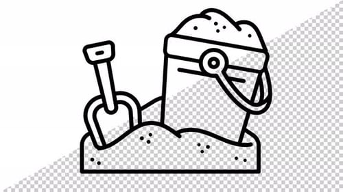 Animated Sand Bucket and Shovel Line Art