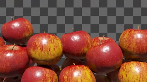 Realistic Falling Red Apples Transition with Alpha Channel