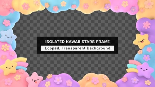 Quadro isolado de estrelas do Kawaii