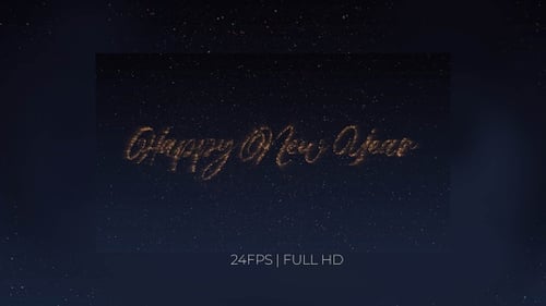 Happy New Year Sparkling Text Reveal with Fireworks