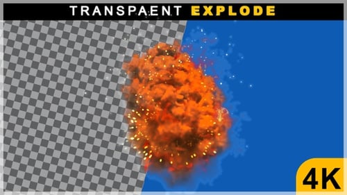 3D Realistic Render Bomb Explosion Abstract Animation On Transparent Background