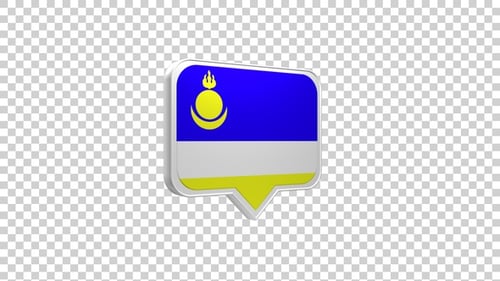 3D Rotating Speech Bubble Flag Icon Animation