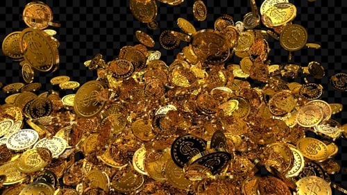 Falling Golden Coins Accumulation Animation