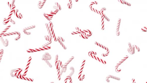 Animated Falling Candy Canes Loop with Red Blue Green Colors