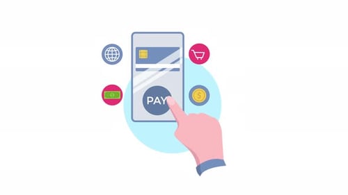 Online payment animation on transparent background