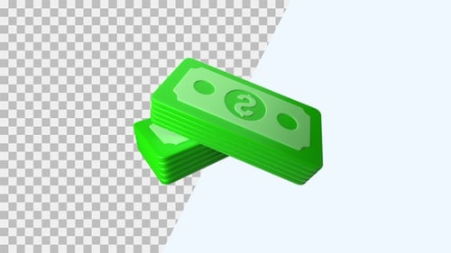 Animated 3D Green Money Stacks with Dollar Sign