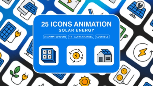 Animated Flat Design Solar Energy Icon Pack