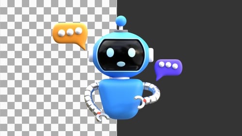 Animation 3D d'un robot de chat Ai | Alpha Channel