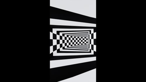 Vertical video black and white optical illusion rounded tunnel loop animation