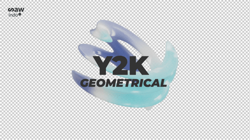 Animation 3D Y2 K Boucle V9 géométrique géométrique violette bleue sans arrière-plan