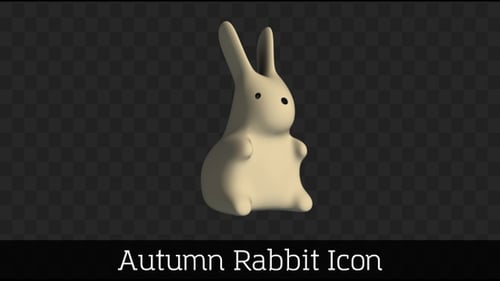 Cute Minimalist Rabbit Character Animation on Black