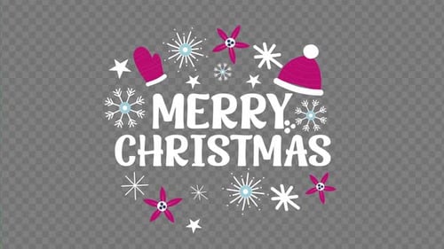 Merry Christmas Text with Animated Decorative Elements