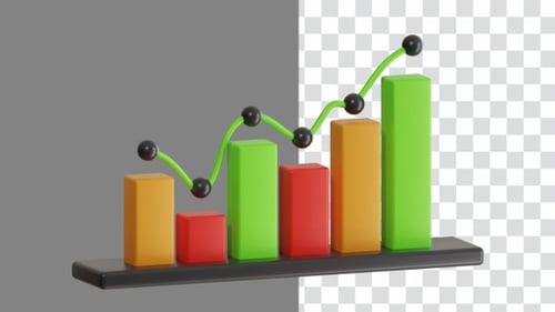 3D Animation illustrating Business and Financial Growth Graphs | Alpha Channel