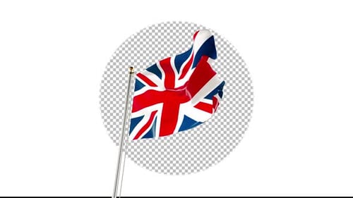 Realistic 3D Union Jack Flag Waving on Transparent Background