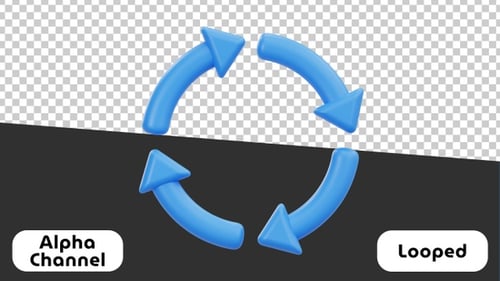 Modern Glossy Blue Arrows Cycling Icon Animation