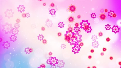 Colorful Blurred Particle With Flower Background Loop