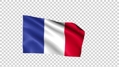 Waving French Flag Realistic Animation