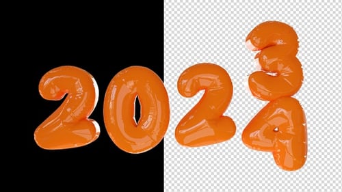 Jelly Fluid Numbers 2024 New Year Celebration Animation