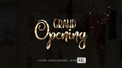 Animated Grand Opening Title with Shimmering Metallic Text
