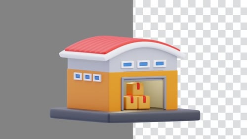 3D Animation of Warehouse as a Storage Place | Alpha Channel