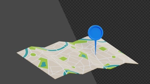 Animação 3D das direções do mapa até a localização do ponto fixo | Alpha Channel