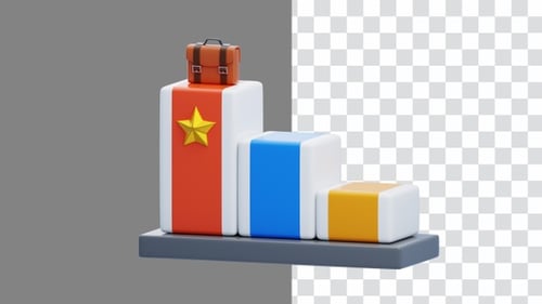 3D Animation of Career Success and Growth in Professional Achievement | Alpha Channel