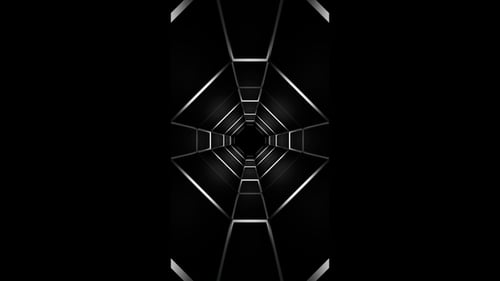 Fond Vidéo animation de boucle de tunnel polygonal noir vertical