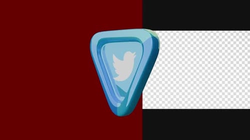 Glossy 3D Twitter Logo Icon Animation