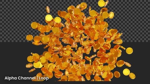 3D Coins Explosion Animation | Alpha Loop