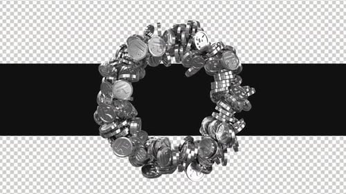 Silver Coins Forming a Rotating Circle Financial Animation