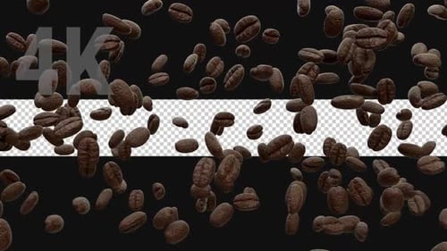 Animated Coffee Beans Falling Seamlessly with Alpha Channel