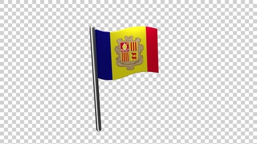 Animated Waving Flag of Andorra on Transparent Background