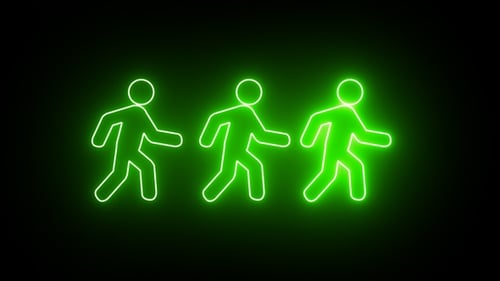 Walking Man Neon Signal Animation Background Loop V3
