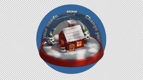 3D-Animation Schneekugel, 4 K Loop, transparent