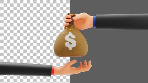3D Give Money | Alpha Channel