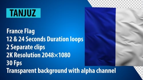 Seamless Looping French Flag Animation with Alpha Channel