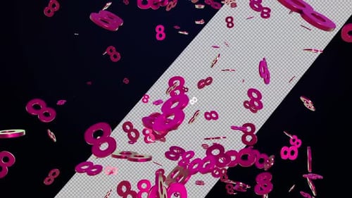 Shiny Pink 3D Number Eight Falling Celebration