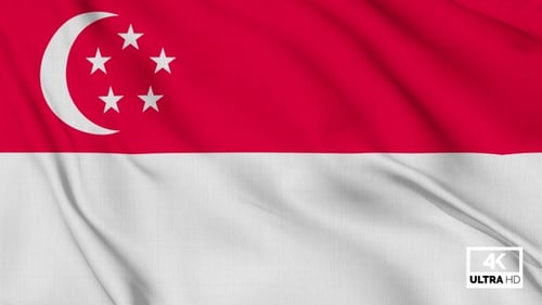 Realistic Singapore National Flag Waving Animation