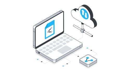 Cloud Sharing Isometric Animation Alpha Channel
