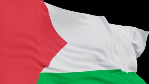 The Palestine with alpha channel waving in the wind in slow motion