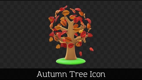 Animated Autumn Tree with Falling Leaves